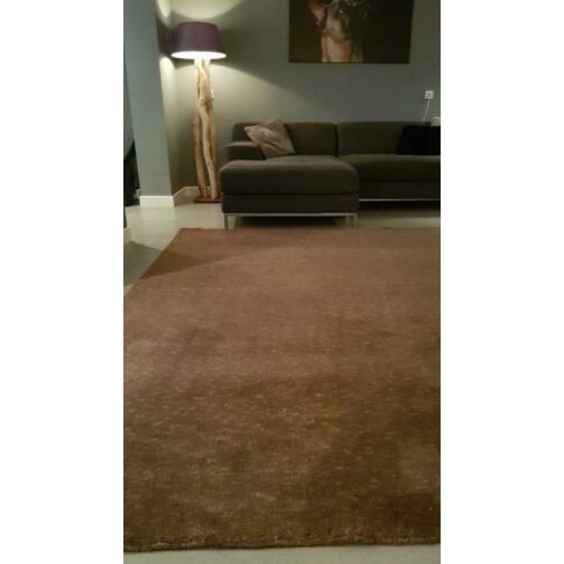Vloerkleed 250x250 handgeknoopt wol choco/taupe nieuw!
