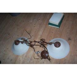 brons/bruin kleurige hanglamp voor boven eethoek