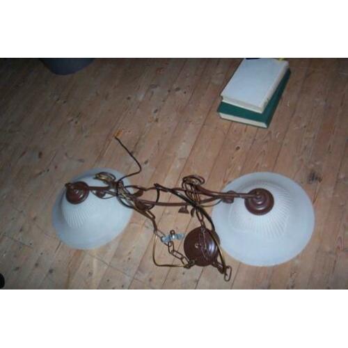 brons/bruin kleurige hanglamp voor boven eethoek