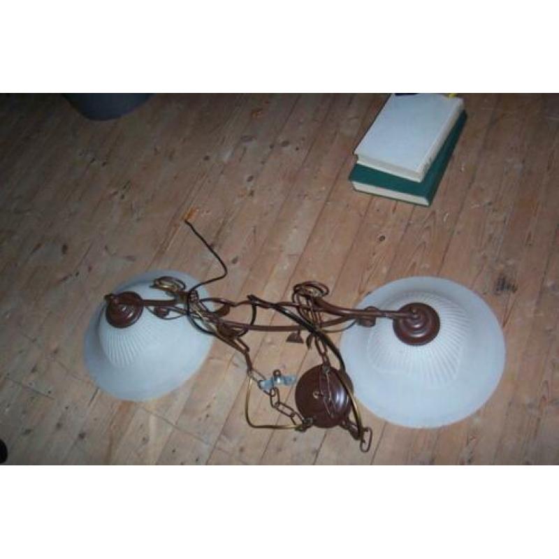 brons/bruin kleurige hanglamp voor boven eethoek