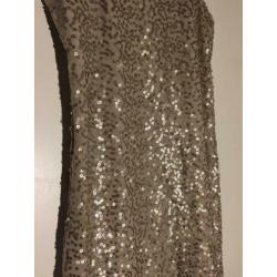 Disco Pailletjes Retro Jurkje Beige Maat M/38/40