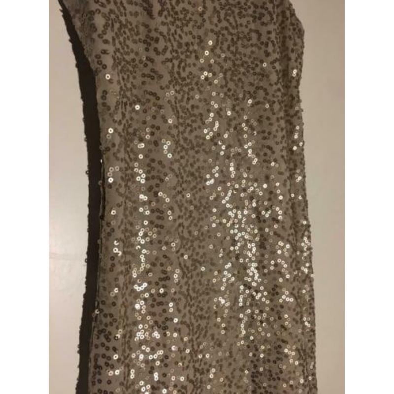 Disco Pailletjes Retro Jurkje Beige Maat M/38/40