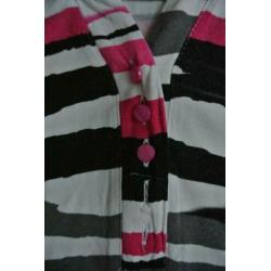 sensia shirt 38 streep roze wit zwart 3 kwart mouw