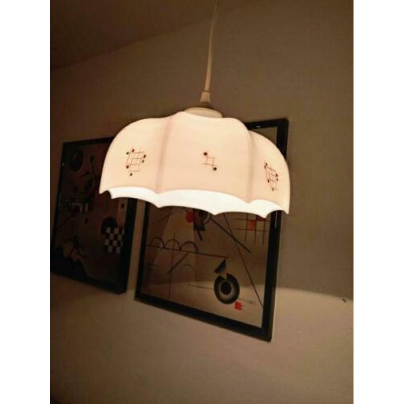 Vintage hanglamp van glas met decoratie.koopje 10 euro!??