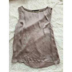 Bruine mouwloze top met kraaltjes maat S