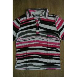 sensia shirt 38 streep roze wit zwart 3 kwart mouw
