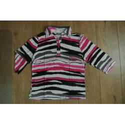 sensia shirt 38 streep roze wit zwart 3 kwart mouw