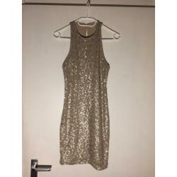 Disco Pailletjes Retro Jurkje Beige Maat M/38/40