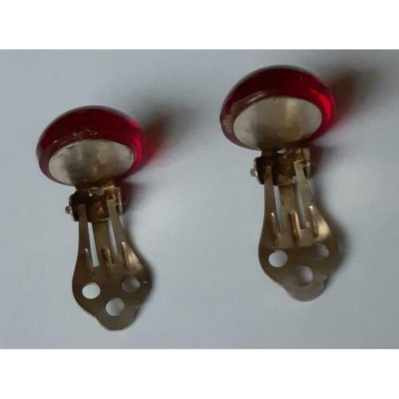 AANBIEDING vintage jaren 50 oorbellen glas steentjes