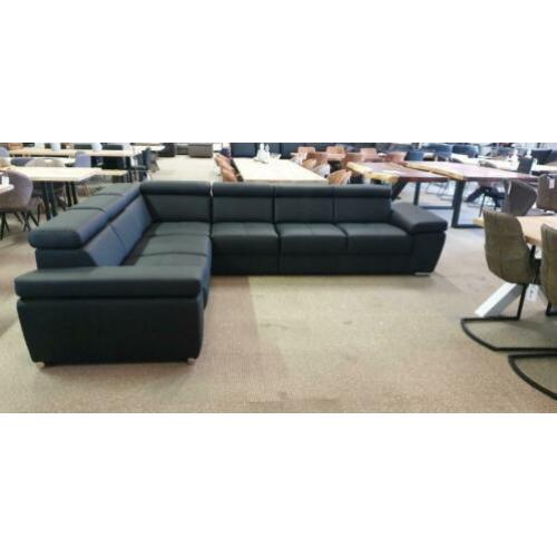 &333 zwart leder modern hoekbank