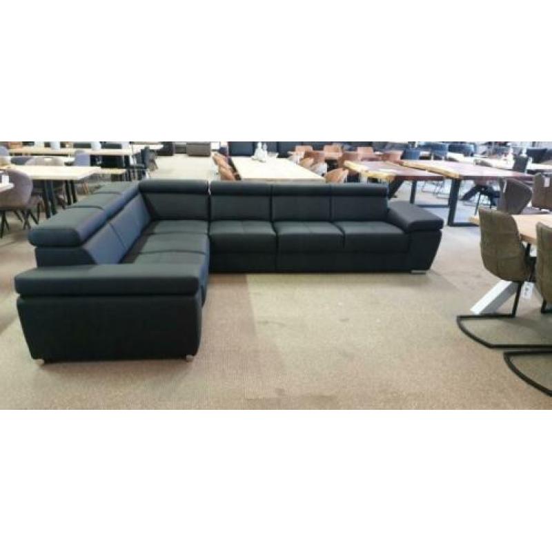 &333 zwart leder modern hoekbank