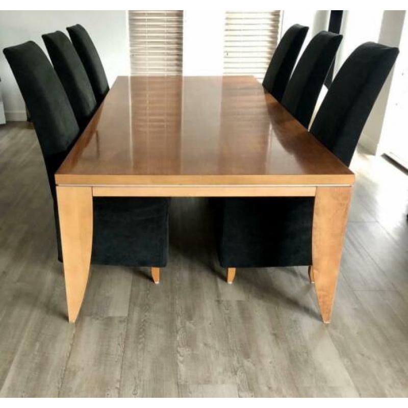 6 Pampus eettafel stoelen (zwart alcantara) Jan des Bouvrie