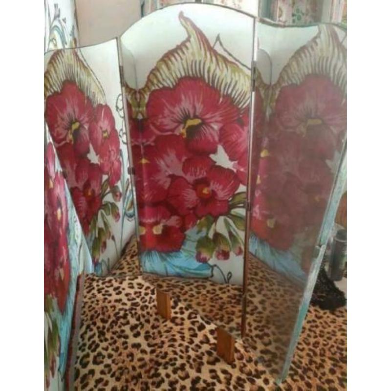 Vintage/Retro/Hippie/Drieluik/Spiegel/Kaptafel