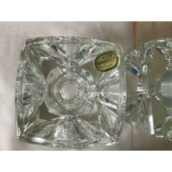 4 kubus kandelaars, Bohemia kristal, vintage