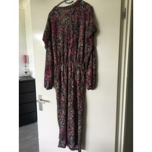 Zara midi kuit jurk jurkje roze groen mouwen l 42 44 zgan