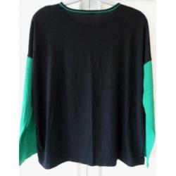FRANKWALDER mooi ZGAN zwart/groen stretch shirt vlakken 44