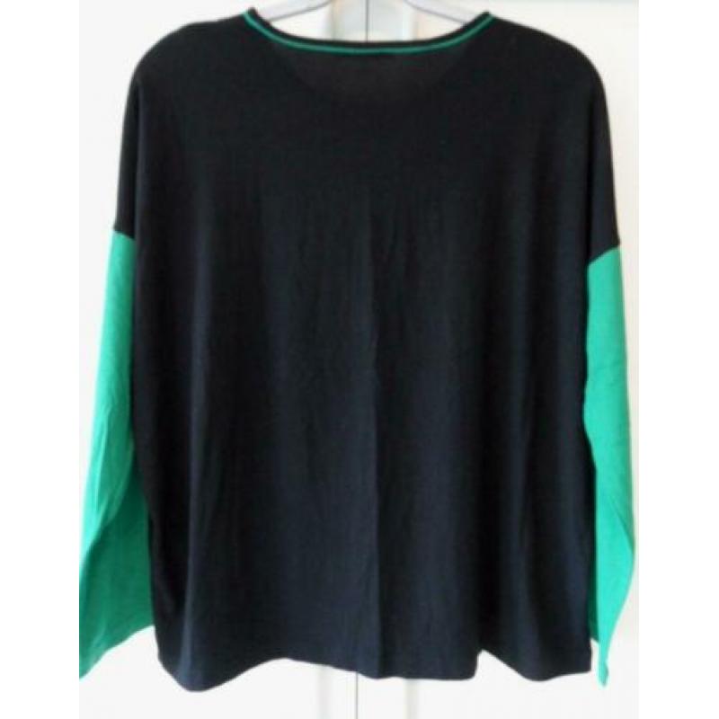 FRANKWALDER mooi ZGAN zwart/groen stretch shirt vlakken 44