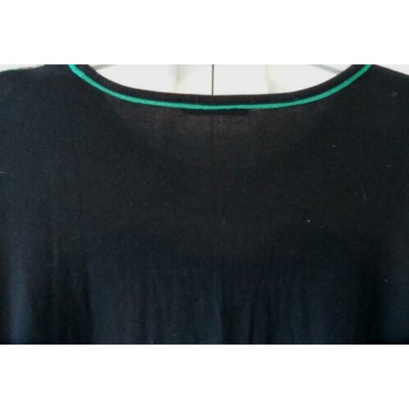 FRANKWALDER mooi ZGAN zwart/groen stretch shirt vlakken 44