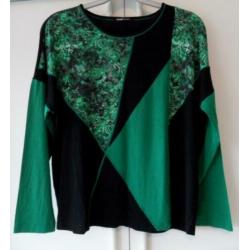 FRANKWALDER mooi ZGAN zwart/groen stretch shirt vlakken 44