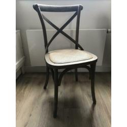8 Eetkamerstoelen hout met geweven zitting landelijke stijl