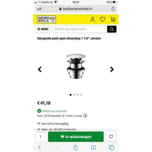 Hansgrohe afvoerplug nieuw!