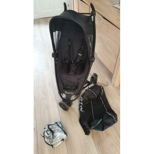 Quinny zapp buggy zwart, met adapters, tas en regenhoes