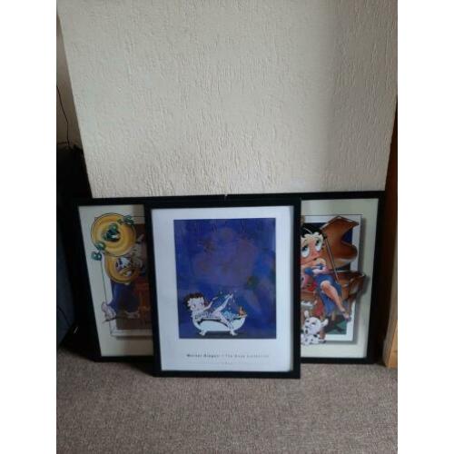 Te koop 3 schilderijen Betty Boop maat 53 cm x43 cm