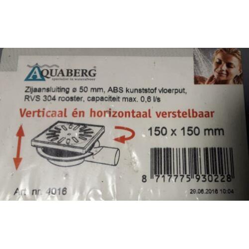 Nieuwe doucheput verstelbaar 150x150 zijaansluiting