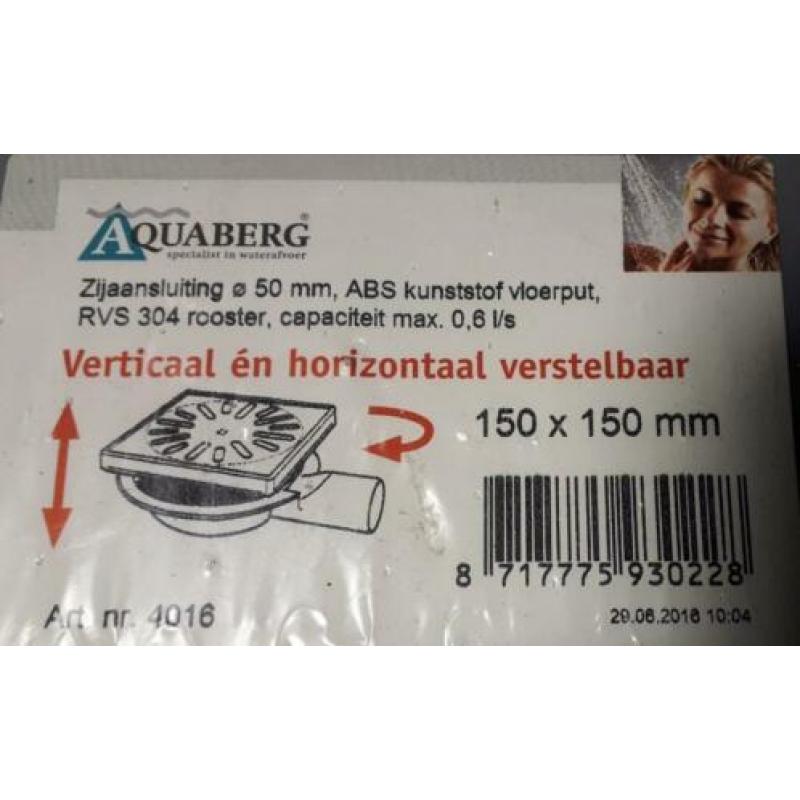 Nieuwe doucheput verstelbaar 150x150 zijaansluiting