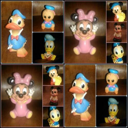 Rubbertoys, piepers, Mick & Minnie Mouse, Donald Duck,