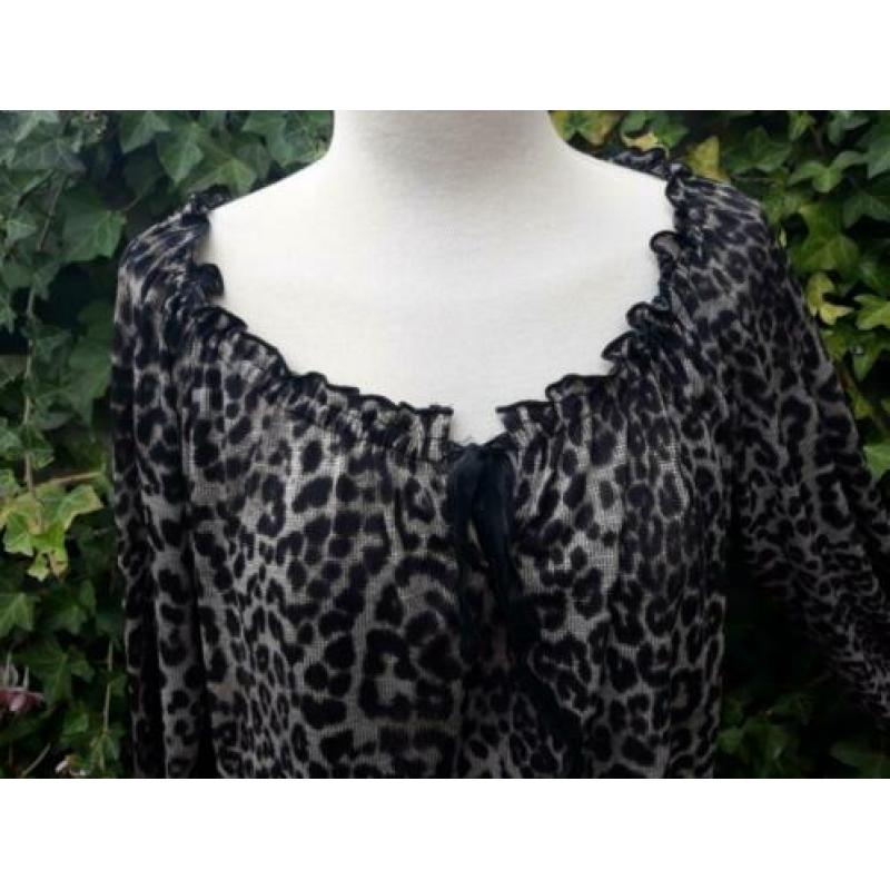 • Blouse /shirt mt L in tijgerprint, zgan, met een ronde ger