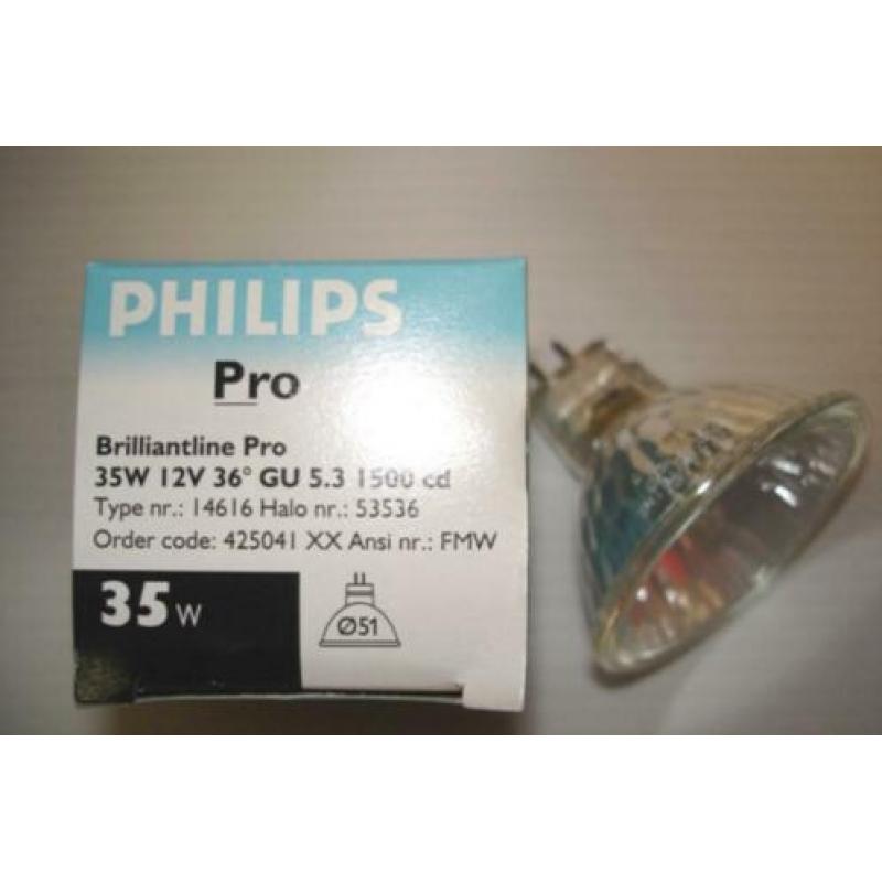GU5.3/MR16 Halogeenlamp 12V. 20W,35W,50 Watt Ø51mm á € 0,75