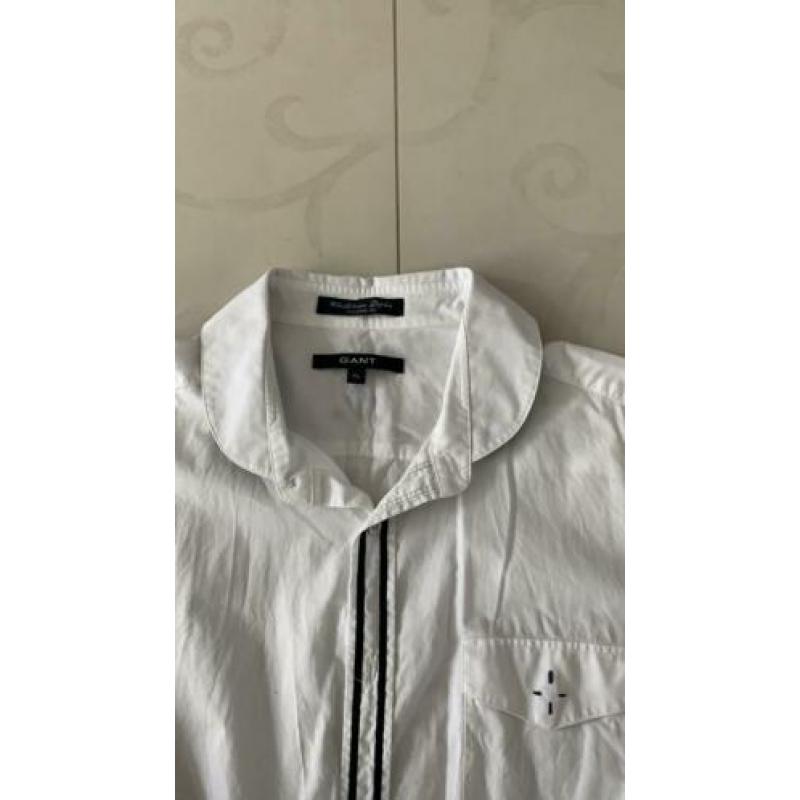 Leuk wit overhemd van Gant met blauwe streep maat XL