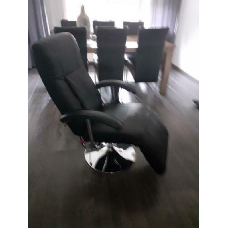 Zwarte leren relax massagestoel