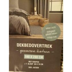 1 persoons dekbedovertrek antraciet en oudroze