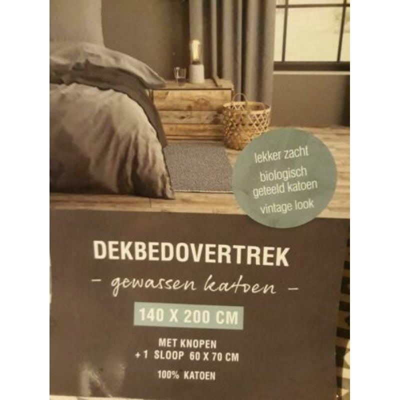 1 persoons dekbedovertrek antraciet en oudroze