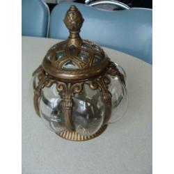 Venetiaanse deksel pot brons met glas