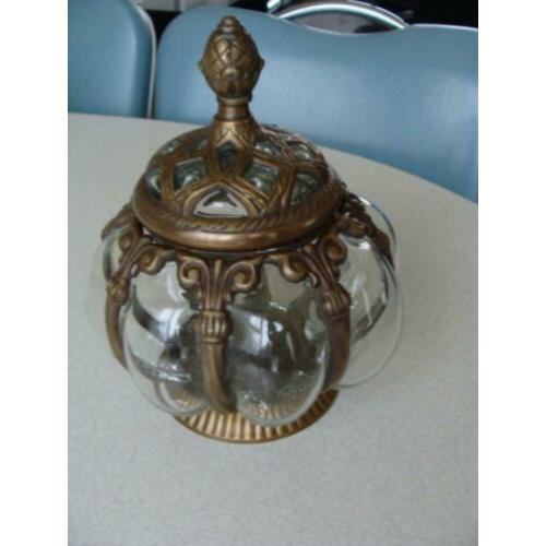 Venetiaanse deksel pot brons met glas