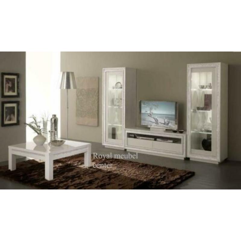 Vitrinekast Perla Swarovski hoogglans wit Aanbieding!!!
