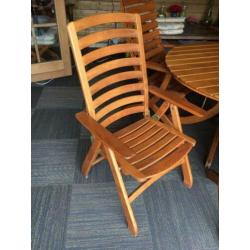 Excl masief houten tuinstel tafel - 5 stoelen - 2 ligbedden