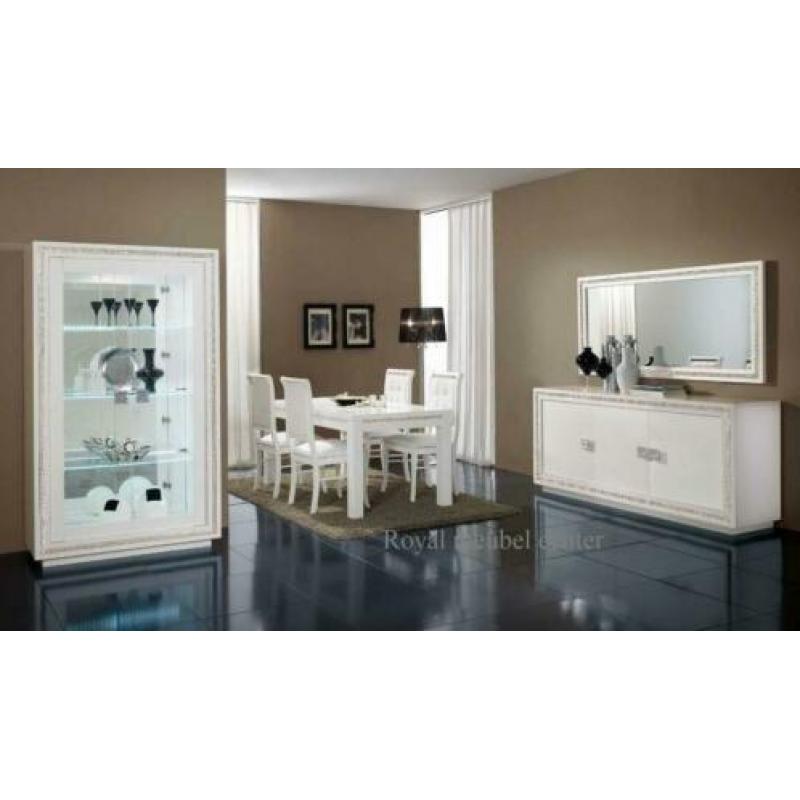 Vitrinekast Perla Swarovski hoogglans wit Aanbieding!!!
