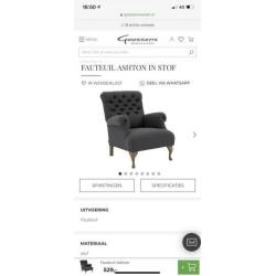 Ashton Fauteuil Goossens stof, grijs ( z.g.a.n!)