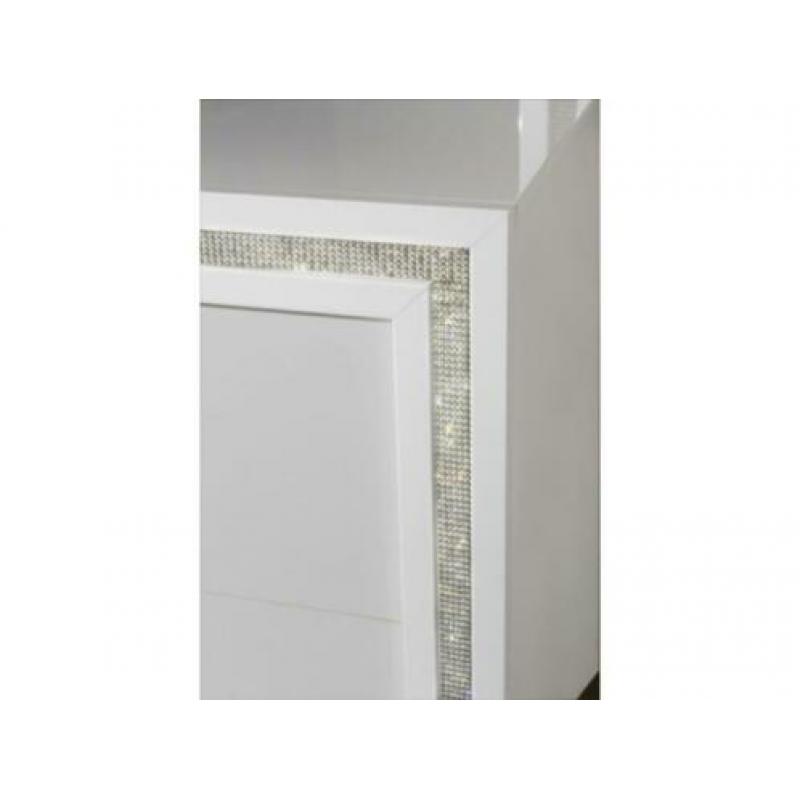Vitrinekast Perla Swarovski hoogglans wit Aanbieding!!!