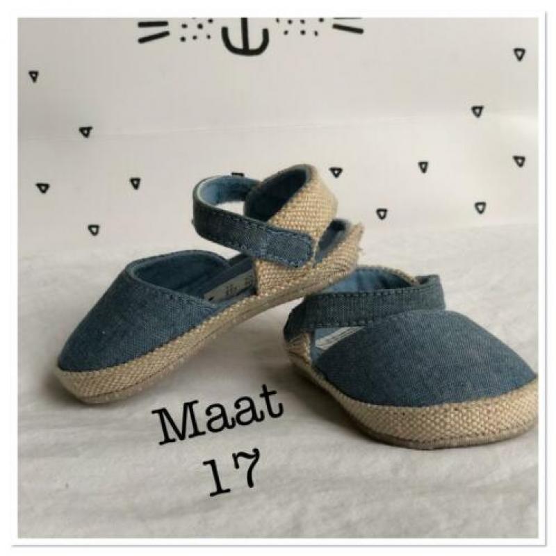 Babyschoentjes maat 17, zomer, linnen newborn nieuw