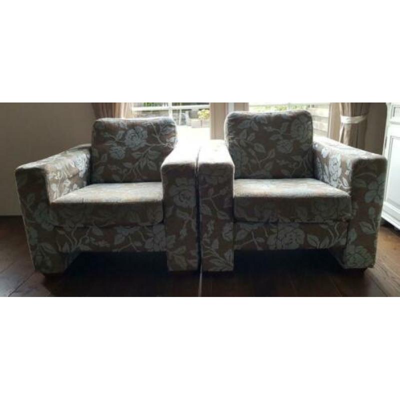 Mooi uitziende stoelen, ice blue/ taupe per stuk te koop