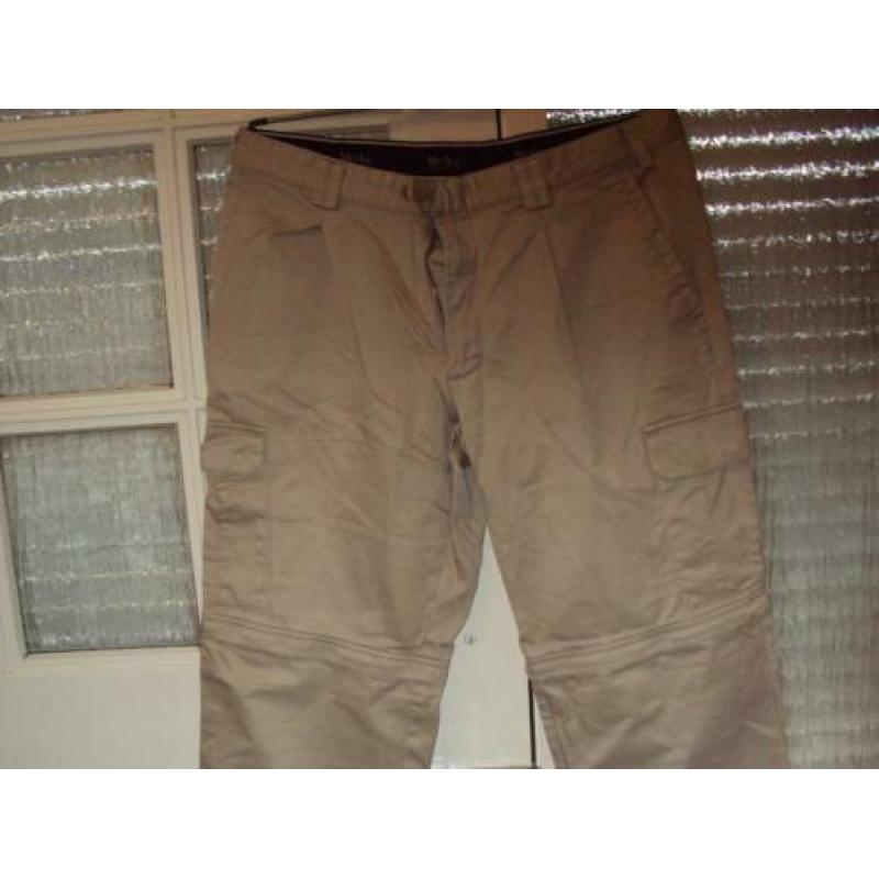 Goedkope beige katoenen afritsbroek bandplooi broei MELKA 48