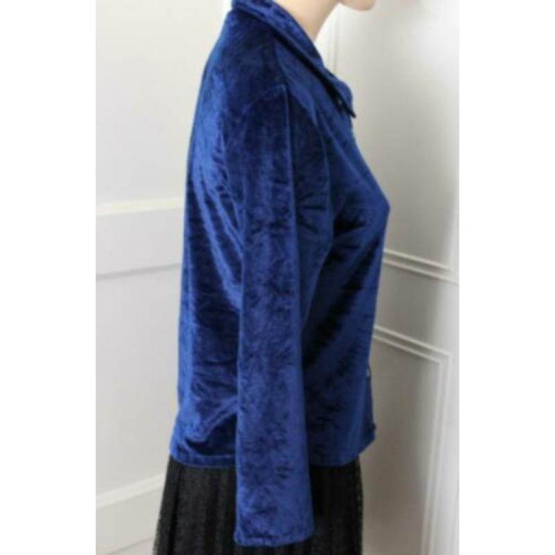 Velvet blouse donker(konings)blauw - maat S/M