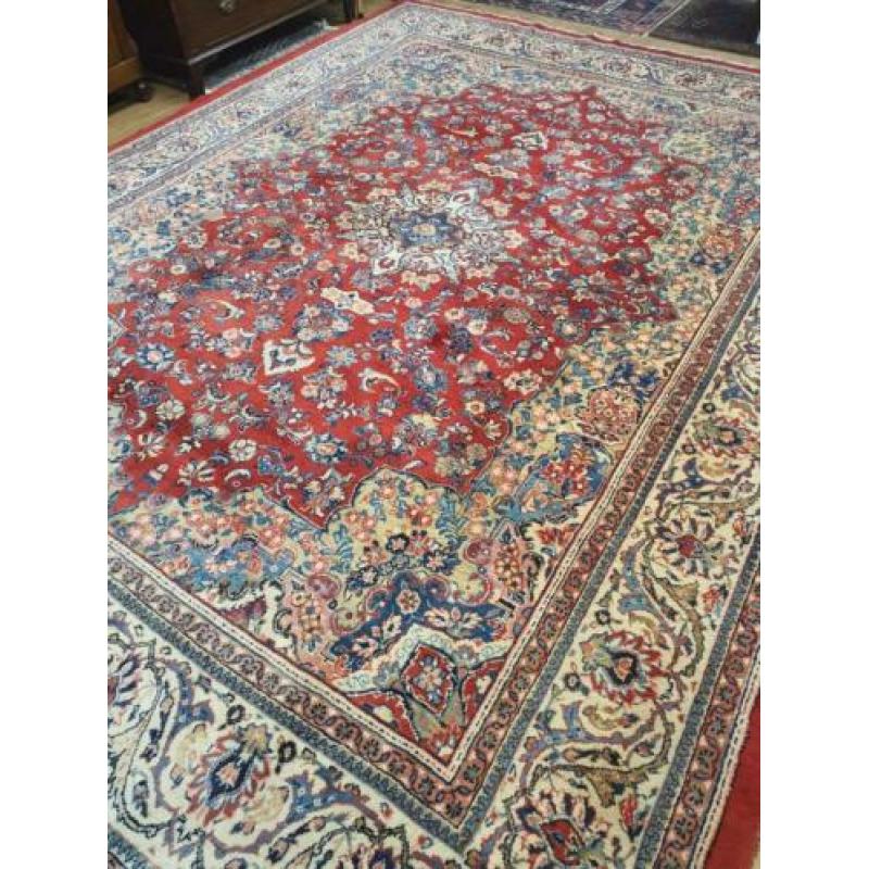 Vintage handgeknoopt perzisch tapijt Sarough 400x300