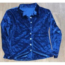 Velvet blouse donker(konings)blauw - maat S/M