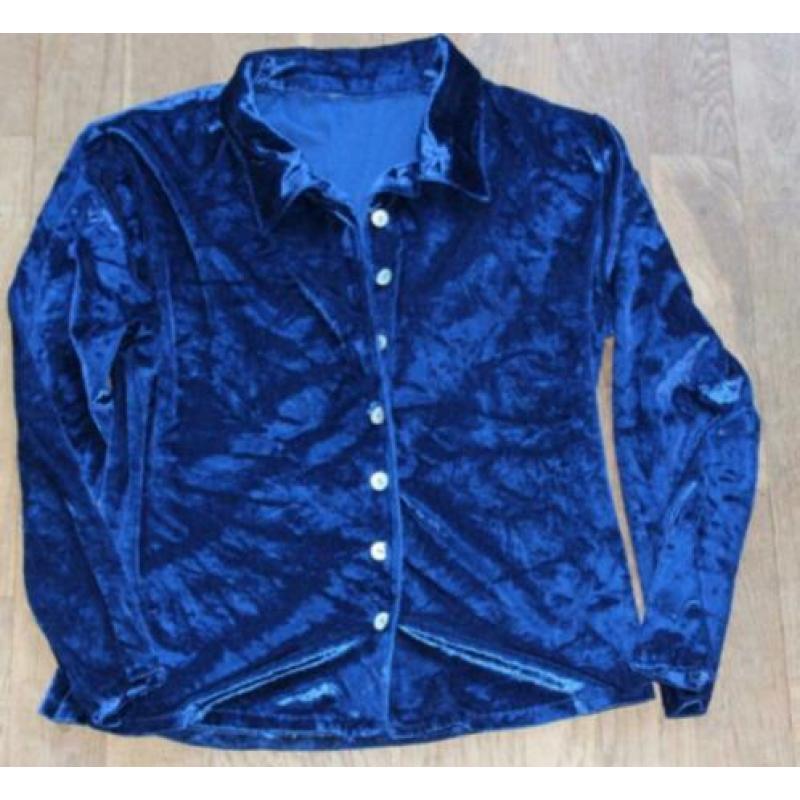 Velvet blouse donker(konings)blauw - maat S/M